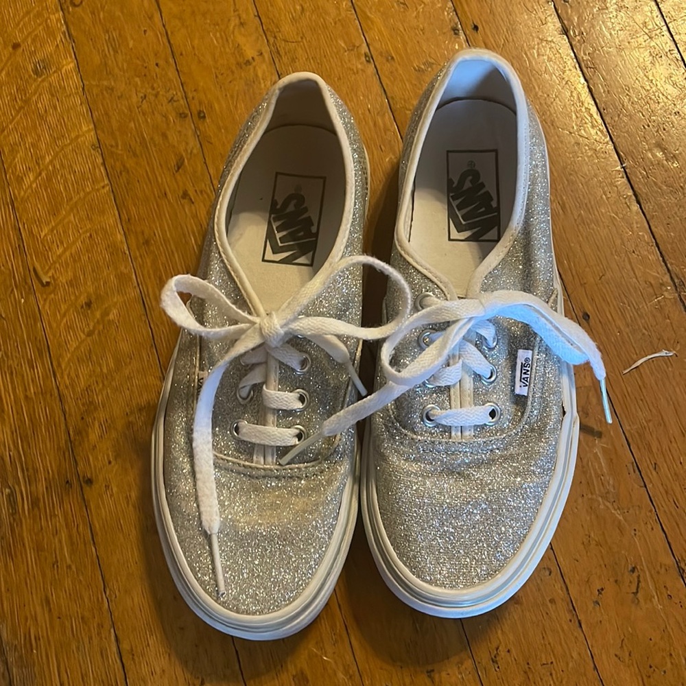 Sparkly silver Vans (women 7.5)